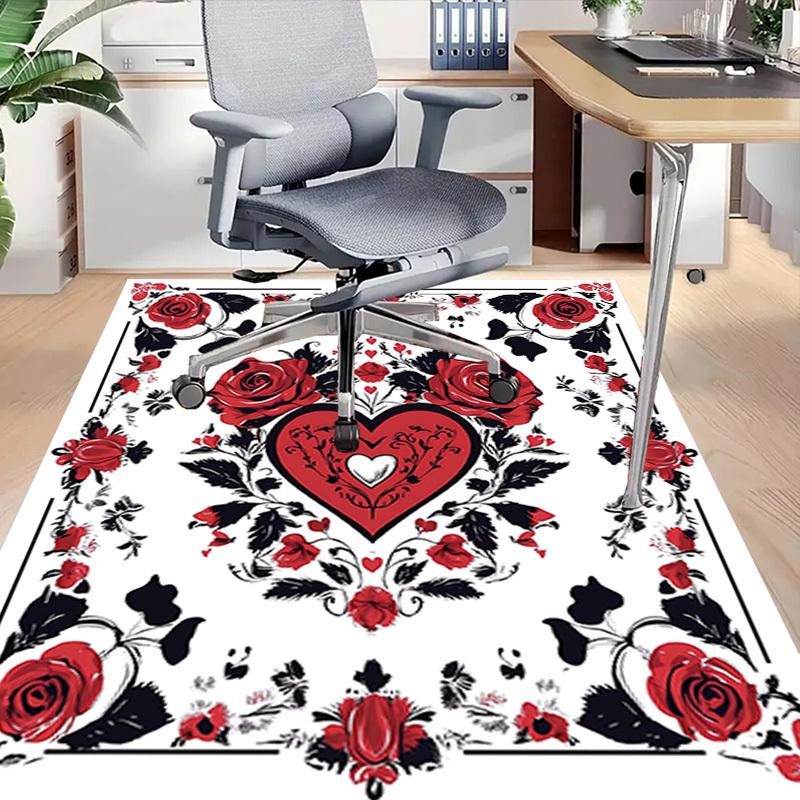 1 Stück Rose Herz Anti-Rutsch Boden Teppich, Büro, Familie, Schlafzimmer, Studio - Großer Teppich, Lebendige Farben-C0498
