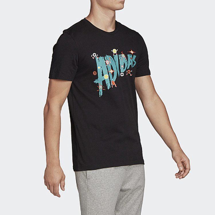 Adidas T Shirts Men's Black Crew Neck Moderate Straight Fit FN1744