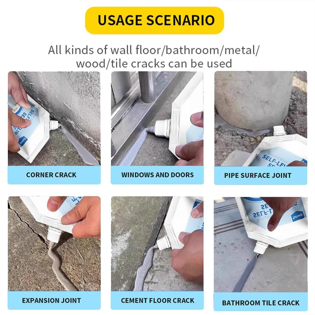 Cement Crack Filler Concrete Repairs Self-Leveling Sealant Concrete Caulking Adhesive for Driveway Roof, Window, Pipe Root, Roadway Gap Repairs