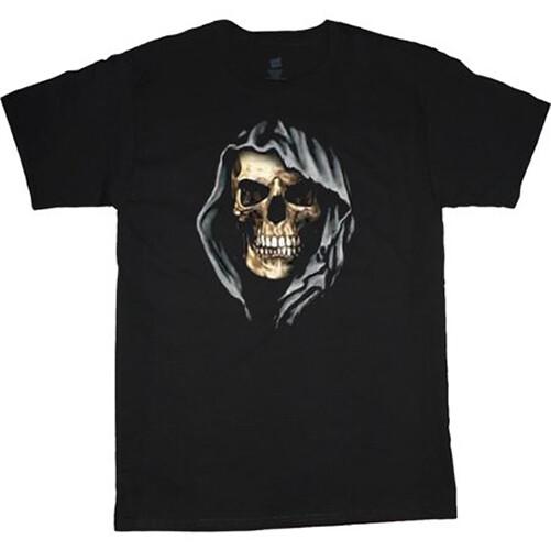 Mens Graphic Tees Hooded Skull T-shirt Clothing Apparel Unisex T-Shirt XL