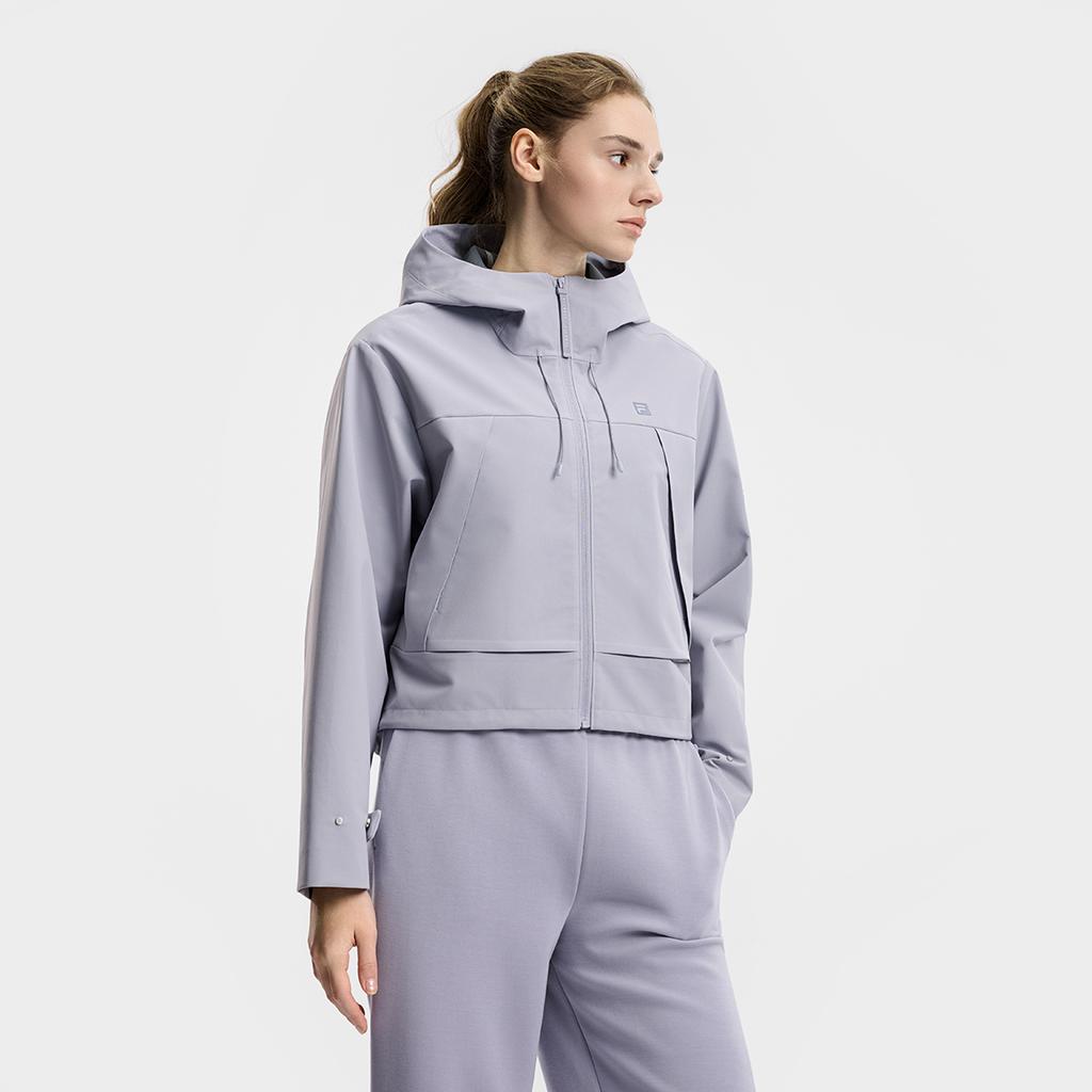 FILA Fitness Minimalist Fashion Classic Sports Training Gym Casual Comfortable Versatile Short Loose Hooded Woven Jacket Women jackets A11W611705FGY