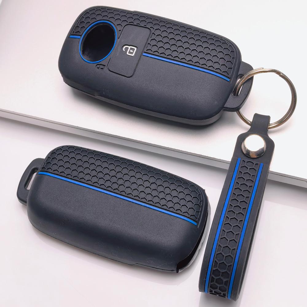 Soft Silicone Car Key Ring Strap for Toyota Raize Veloz Avanza Wigo Rush Calya Sigra Agya Honeycomb Texture Anti Scratch Key Ring Holder Protector