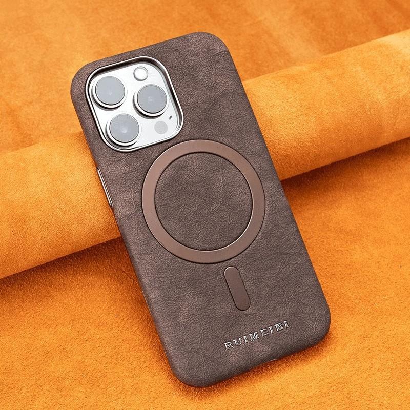 Magnetic Leather Phone Case IPhone 15 16 17 Pro Max Premium Business Style Full Coverage Shockproof Protective Cover