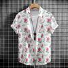 Flower Plants Print Men's Short-sleeved Shirt 3D Print  Single-breasted Shirt Fashion Summer Casual Vacation Button Down Blouse
