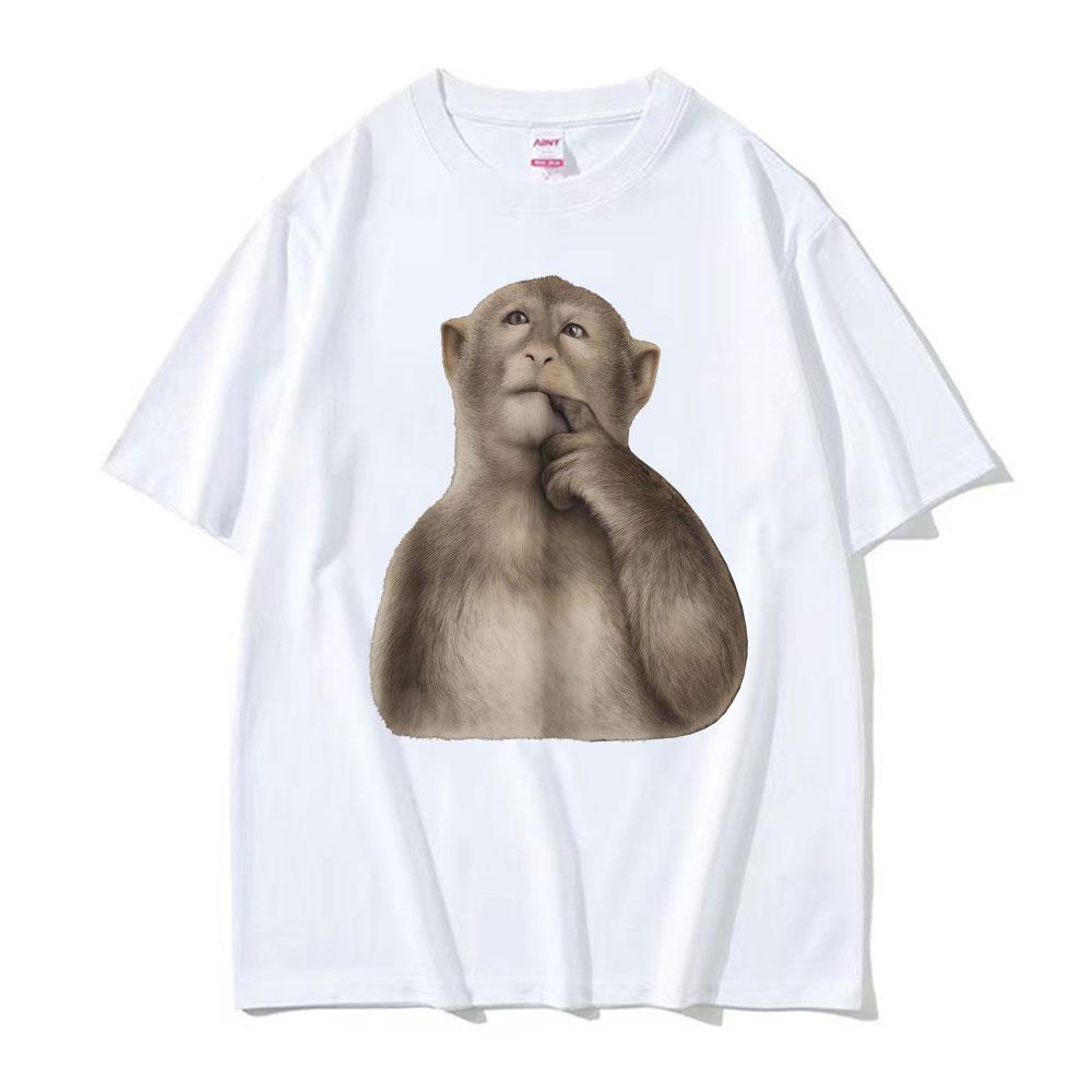 Funny Monkey Unhinged Reaction Stupid Meme Tshirt Men Women Fashion Humor Short Sleeve T Shirts Summer ONeck Oversized T Shirt