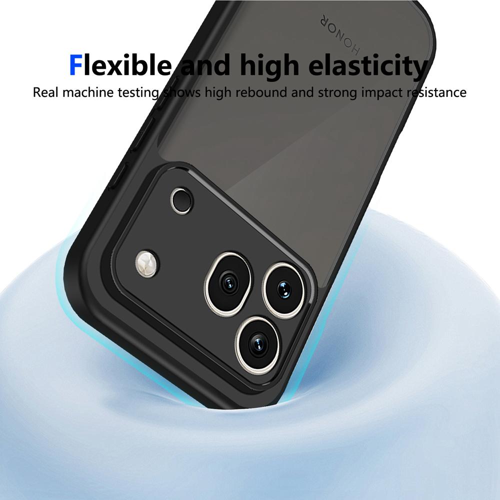 KEYSION Matte transluzente schwarze Handyhülle für HONOR 600 Pro 5G Weiches Silikon+PC Anti-Rutsch Stoßfeste Abdeckung für Huawei Honor 600