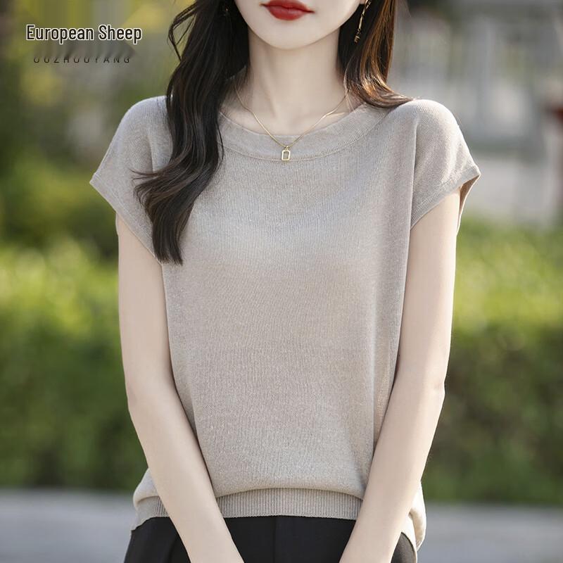 Women s Summer Knit Linen Blend T-Shirt XL