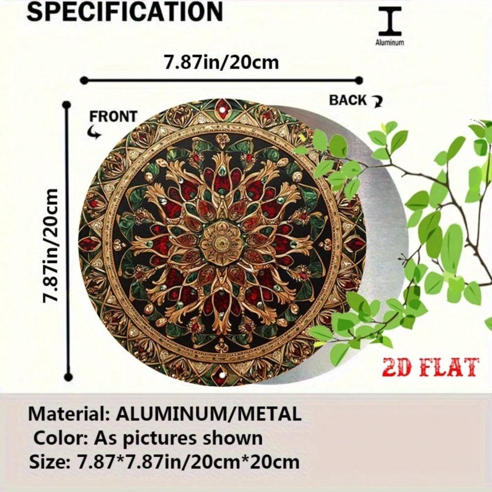 Vintage Mandala Floral Metal Sign 7.8x7.8 Inch Wall Art Decor Rustproof Hanging