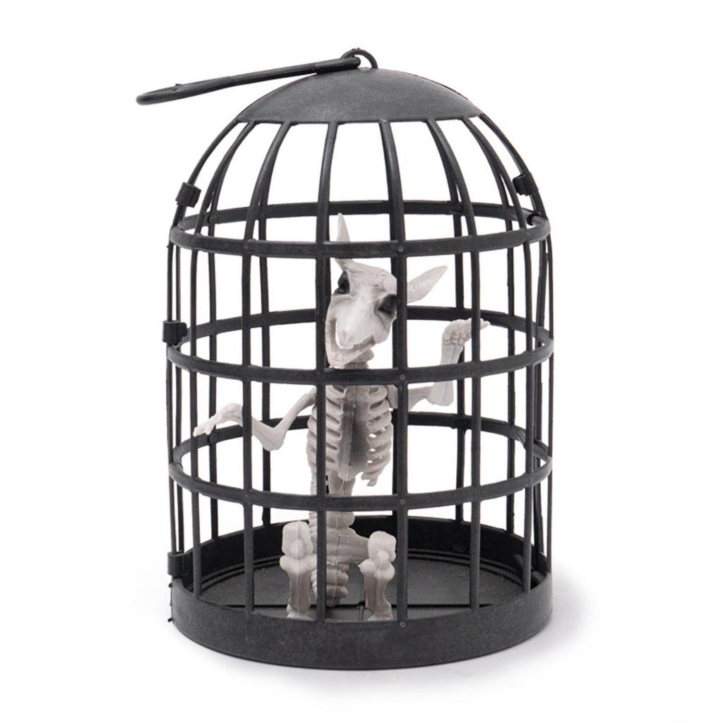 Skeleton Vertical Slats Halloween Cage Decor Domed Top