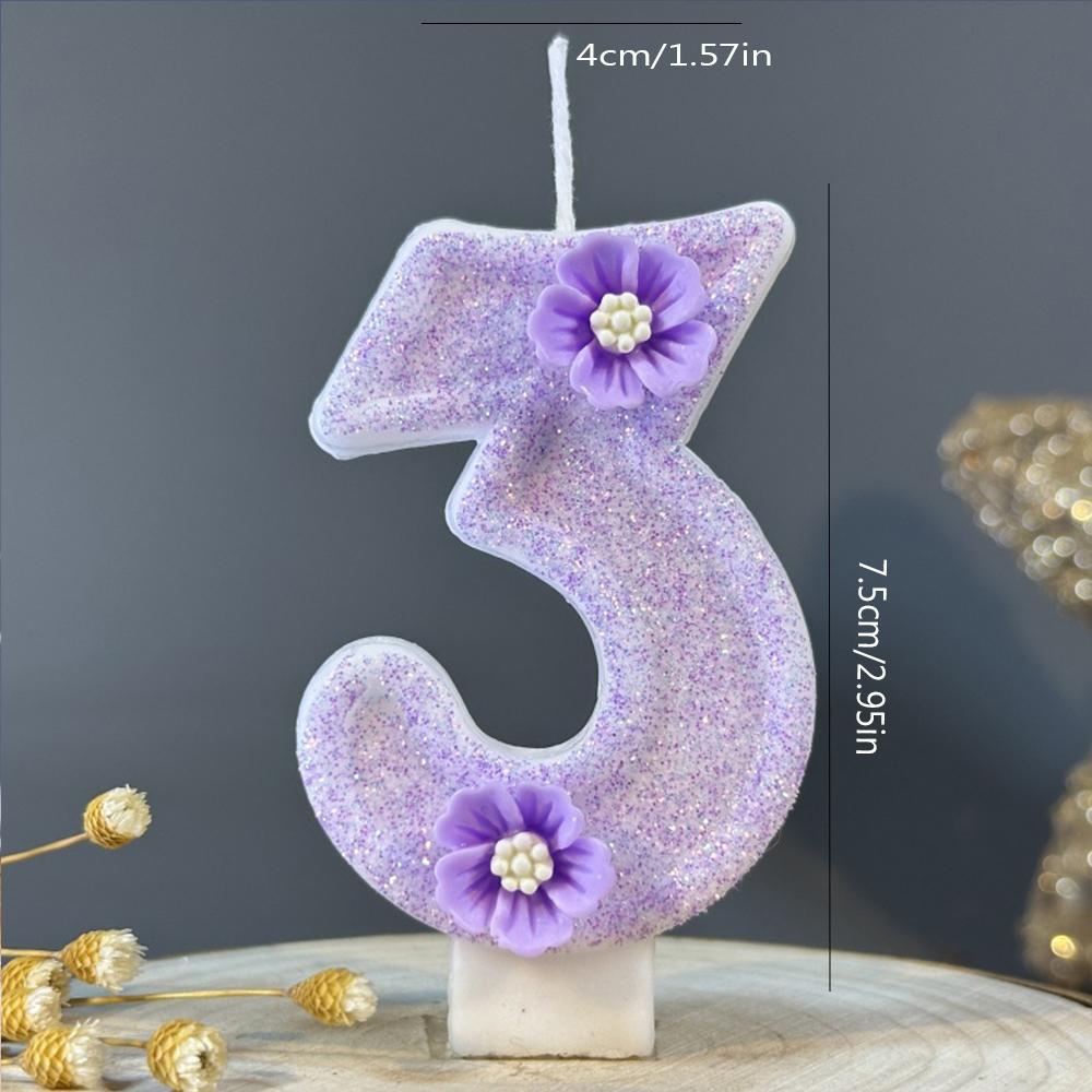 1pc Number 0-9 Candle Cake Topper Butterfly Flower Shaped Birthday Anniversary Party Cake Number Candle Decoration