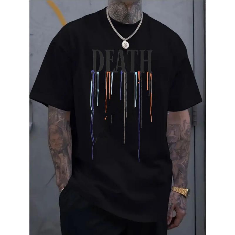 

Men s Trendy Crew Neck T-shirt, Versatile Short-sleeved, Suitable for Travel/ Summer/ Beach, Fitness/ Running/ Training 4XL чорний