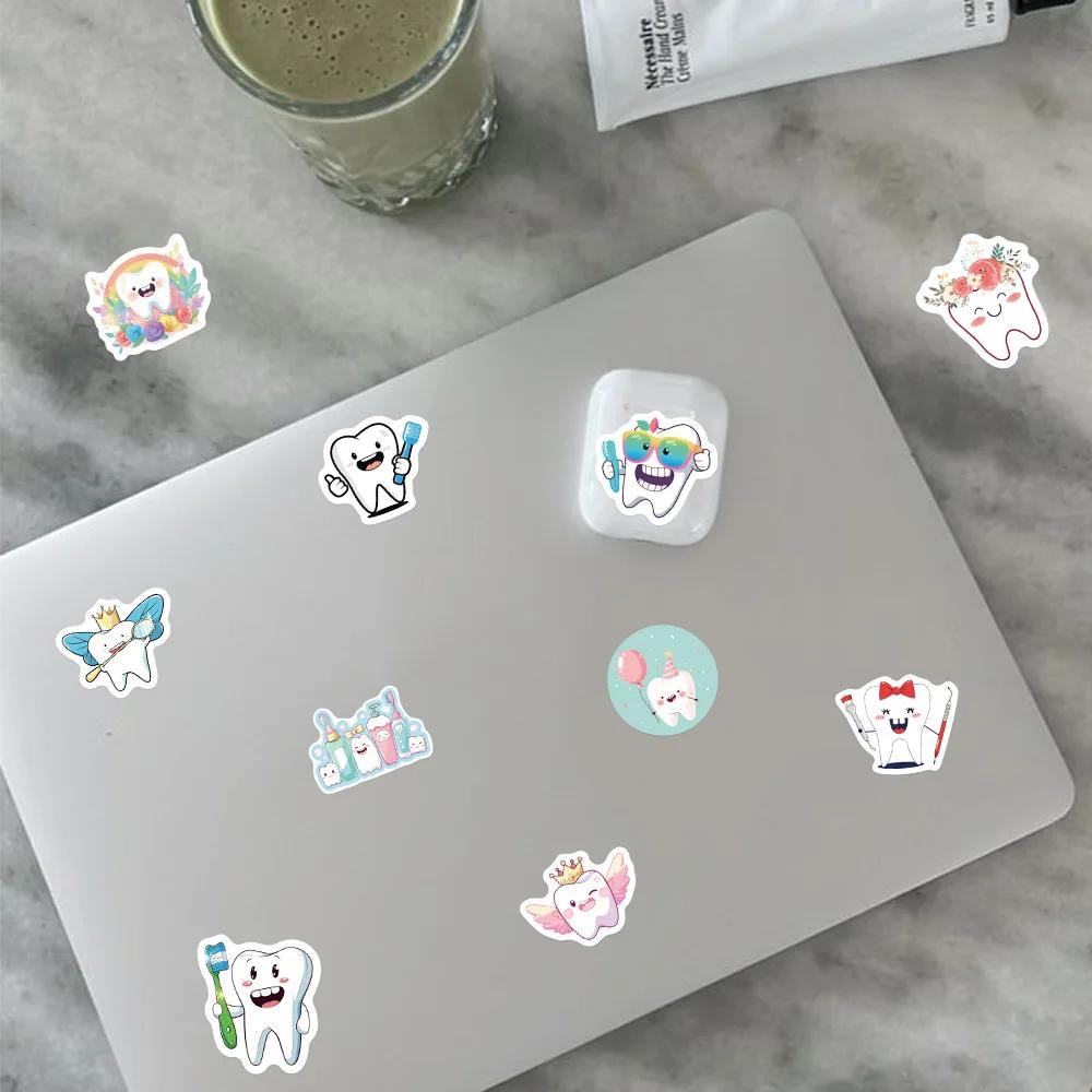 500 Stück/Rolle Niedliche Zähne Cartoon Rollenaufkleber Kawaii Zähne Versiegelungsaufkleber Diy Gepäck Telefon Gitarre Wasserdichter Aufkleber Kinder Spielzeug