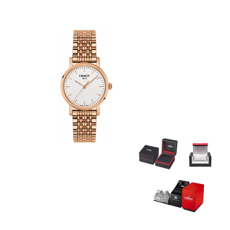 TISSOT Часы женские кварцевые из коллекции Meishi 30 мм Белый циферблат Корпус из нержавеющей стали T109.210.33.031.00 Rose Gold Strap