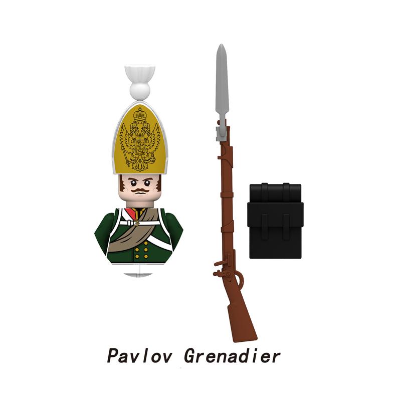 Napoleonic Wars Military Soldiers Building Blocks Sets WW2 MiniFigures French British Fusilier Rifles Bagpiper Weapons Kids Toys