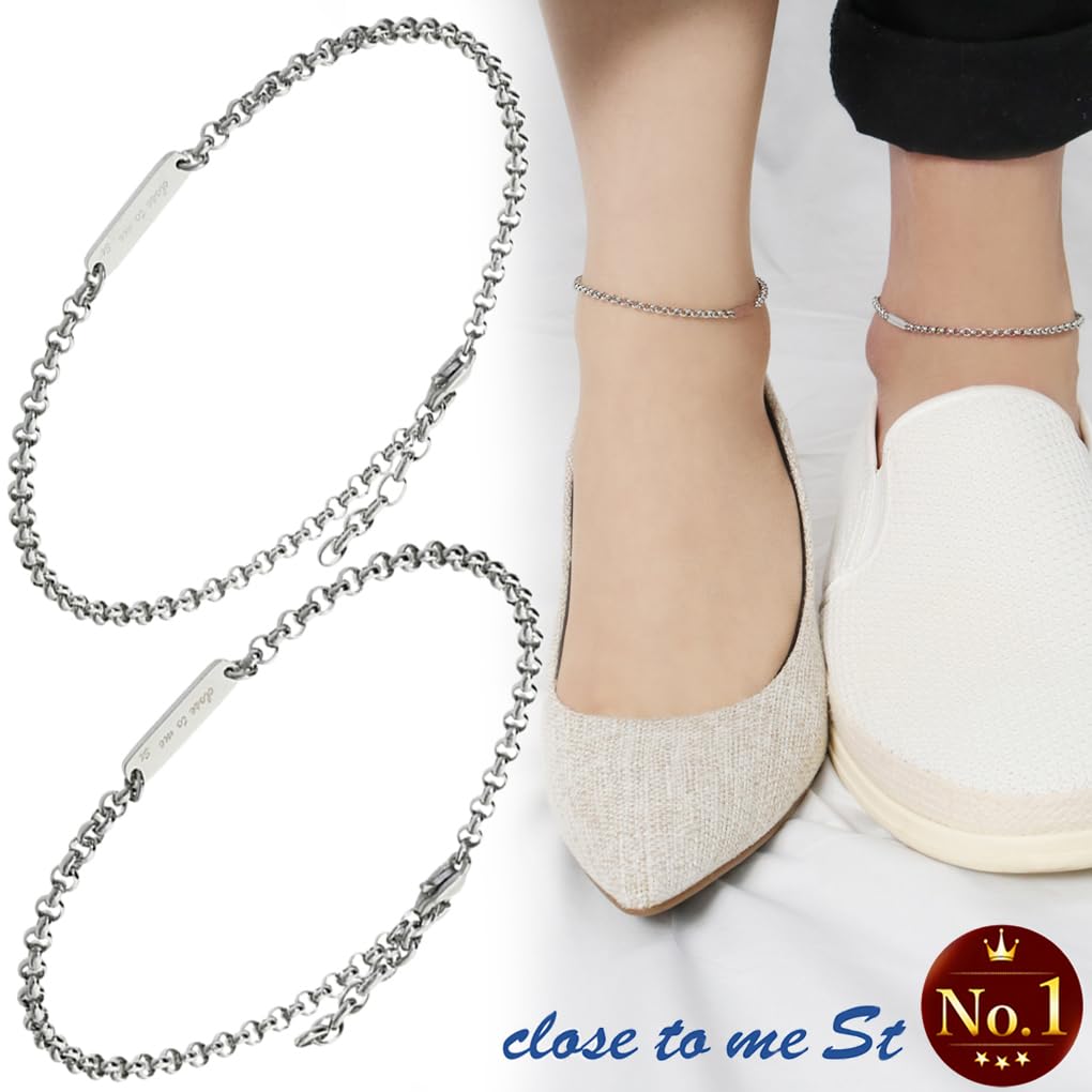 To Special Edition Stainless Steel Pair Anklets with Diamond Charms and L for Men and Women [Close Me] (L Sizes)