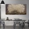 Abstraktní Golden Tree Flower Malba na plátně Plakáty a tisky Minimalismus Obraz na zeď Moderní Dekorace obývacího pokoje Bezrámové