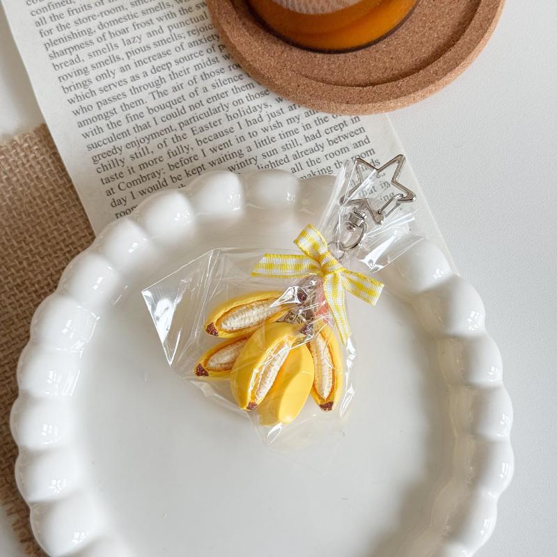 Creativity Mini Banana Pineapple Pendant Keychain Simulation Fruits Design Backpcak Hanging Piece Bag Charm Car Key Chain