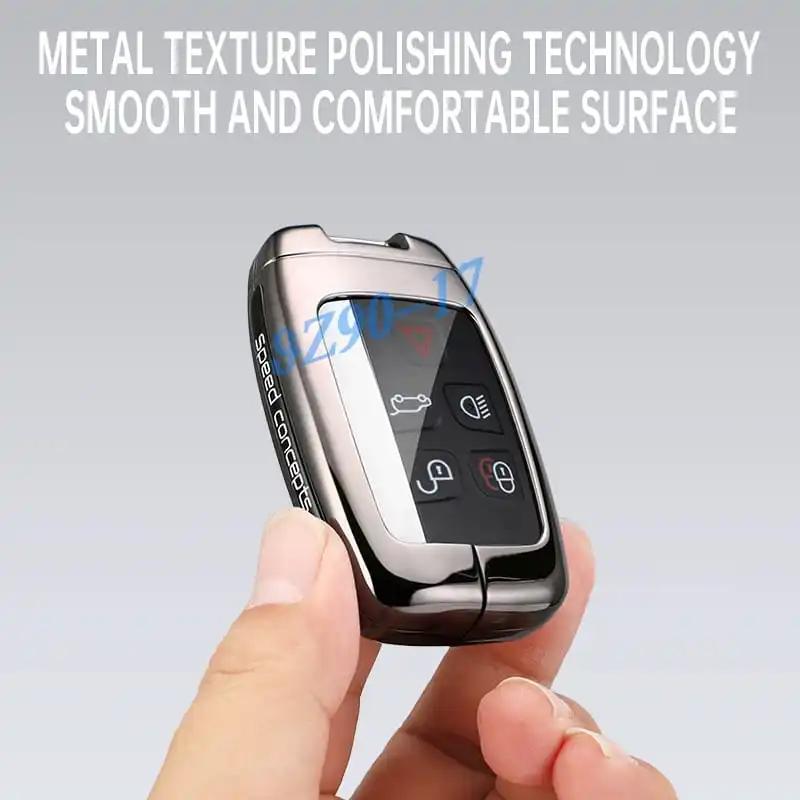 Metal Carbon Fiber Car Key Fob Case Cover Keychain For Land Range Rover Sport Evoque Velar Discovery 4 Lr4 Jaguar Xe Xf Xj