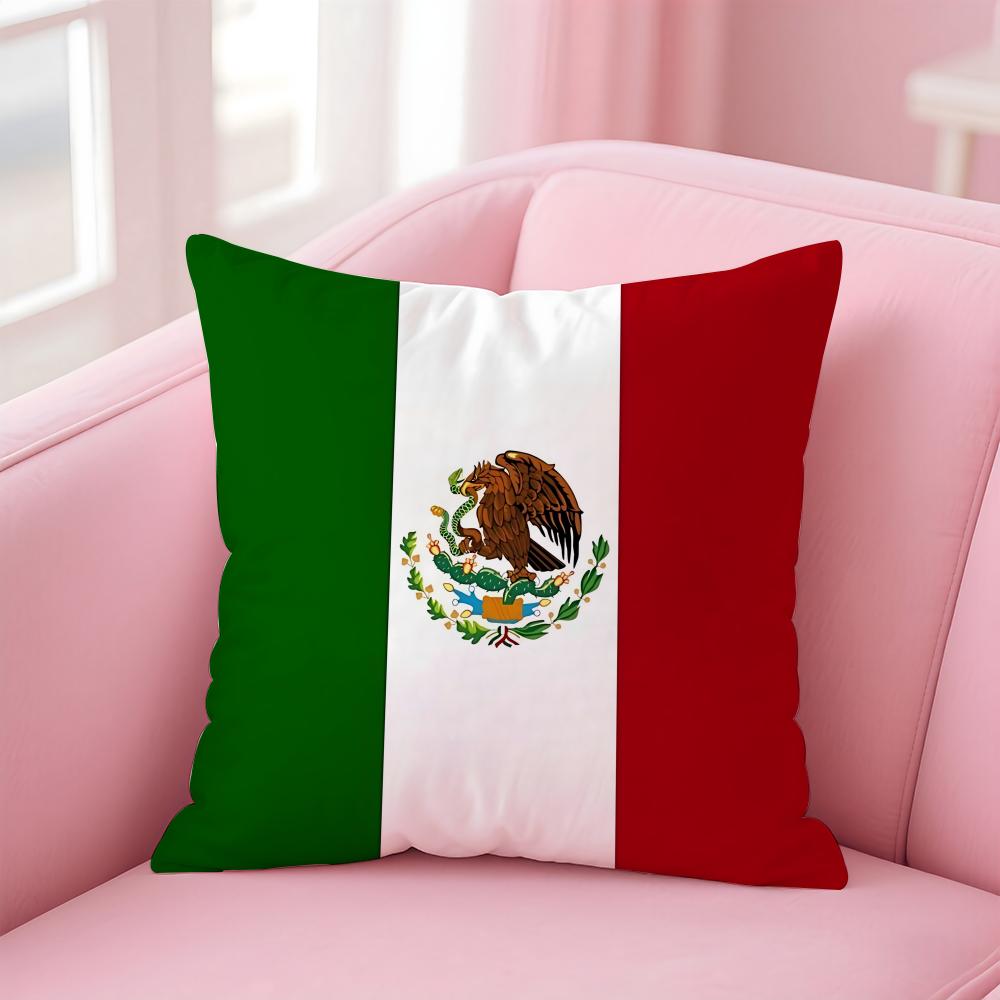 Mexico Mex Flag Cushion Cover Eco-Friendly Odorless Healthy Pillowcase Soft & Comfortable Kid-Safe No Filling