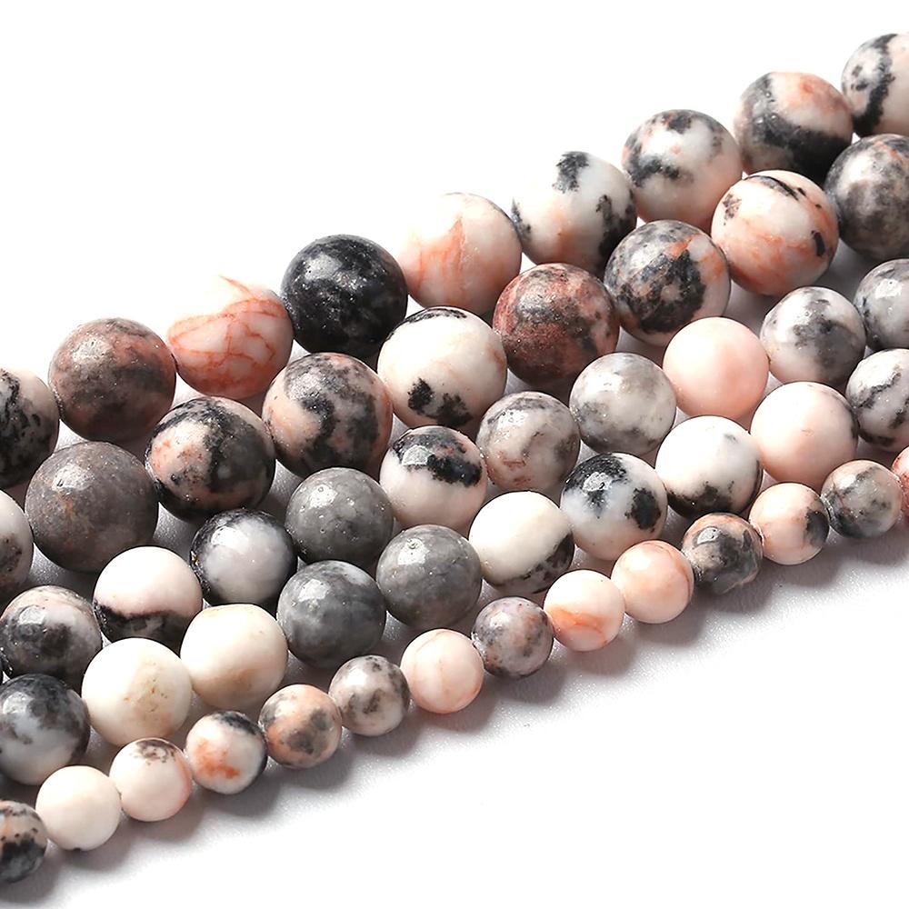Pink Zebra Jasper Natural Stone Round Beads 15"Strand Smooth Loose Spacer Beads 4/6/8/10/12mm for Jewelry Making DIY Bracelets Charms Accessories