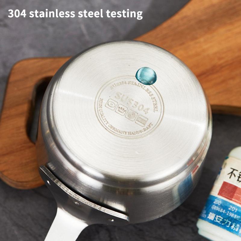 1Pcs Stainless Steel Sauce Cup Western Sauce Cup Steak Dressing Cup Wooden Handle Tomato Salad Dipping Saucer Kitchen Tool