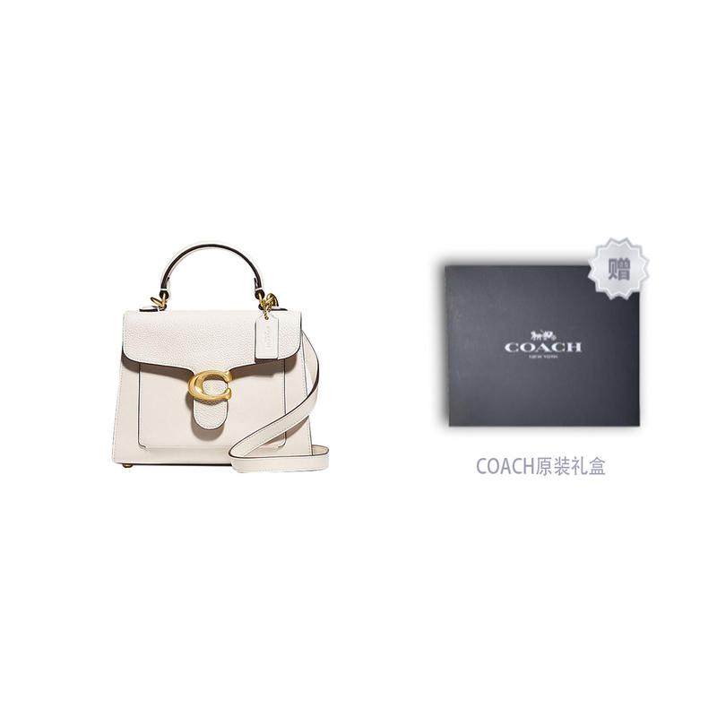 Coach Tabby 20 Classic C-marked Top Handle Calfskin and Pebbled Leather Hand-held Shoulder Crossbody Bag Small Women’s Pink White