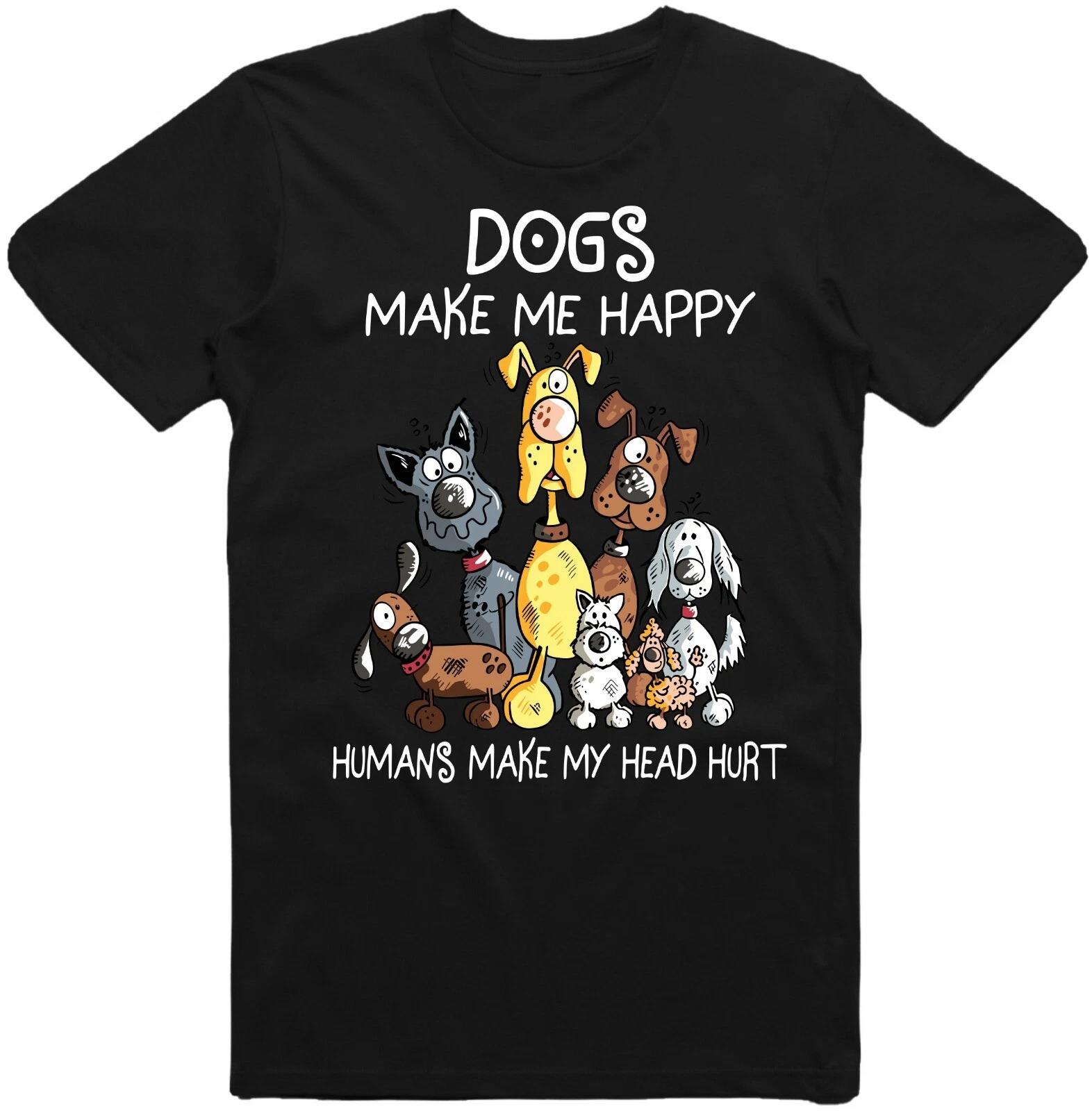 Dogs Make Me Happy Humans Make My Head Hurt Dog Lover T-Shirt  Kids Top 110