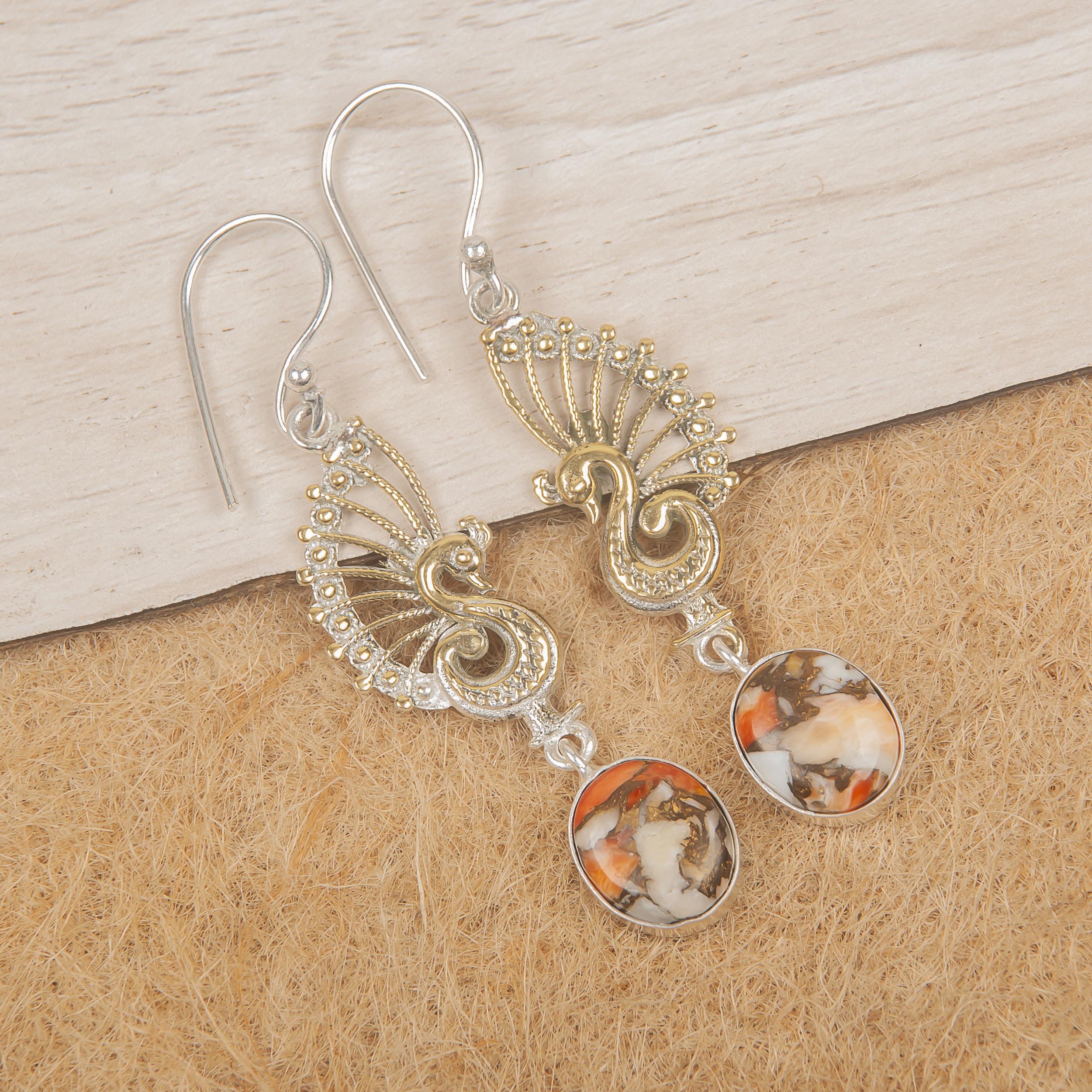 

Оранжевая медь бирюза 925 пробы серебро серьги, серьги с драгоценными камнями ручной работы, подарки для жены совершенно новые серьги 2.37 Inches оранжевый