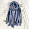 Scarf Women's Winter Simple Versatile Soft Double Sided Solid Color Shawl Tassel Imitation Cashmere Thickened Autumn and Winter Warm Scarf