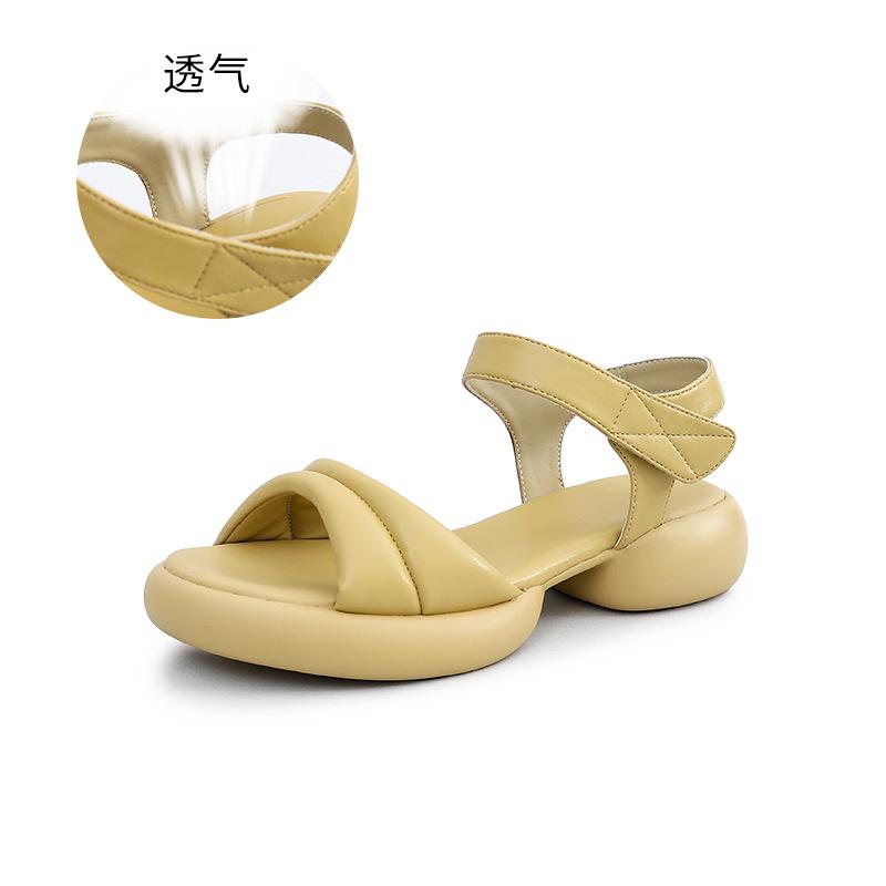 

Velcro fish mouth sandals women 2025 summer new thick heel beach sandals fairy small fragrant sandals fashion woman 35 жёлтый