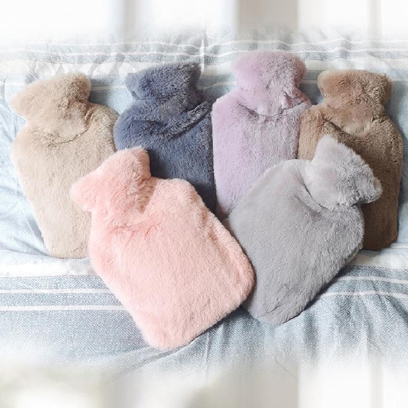2L Water Bag Protective Case Winter Removable Plush Cover Cold-Proof Warm Faux Fur Fleece Cover Heat Preservation Covers