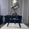 Nautical Spotlight Floor Lamp: Nickel Black Wooden Tripod