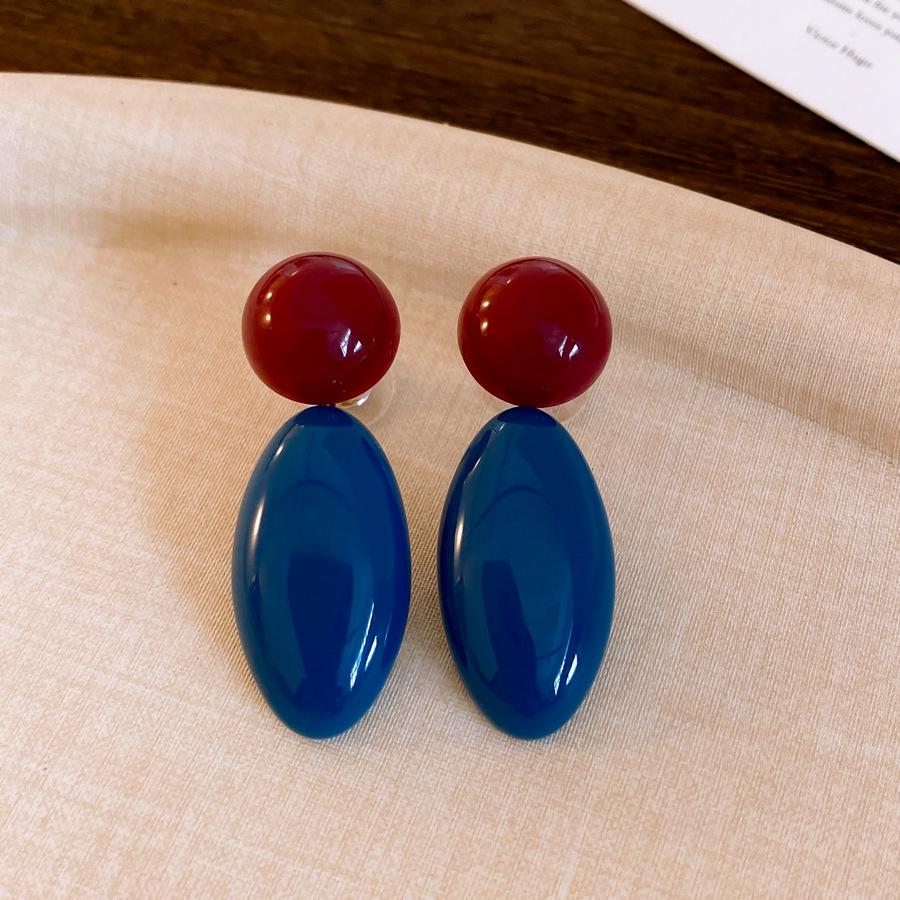 Silver needle retro dopamine acrylic oval earrings stud earrings personalized simple earrings