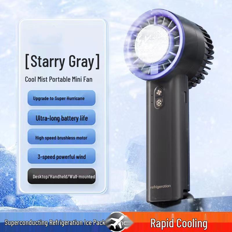 

Top-Selling Portable Rechargeable Ice Pack Handheld Fan with Display Screen for Outdoor Summer Travel Cooling 6*6*15.8 cm