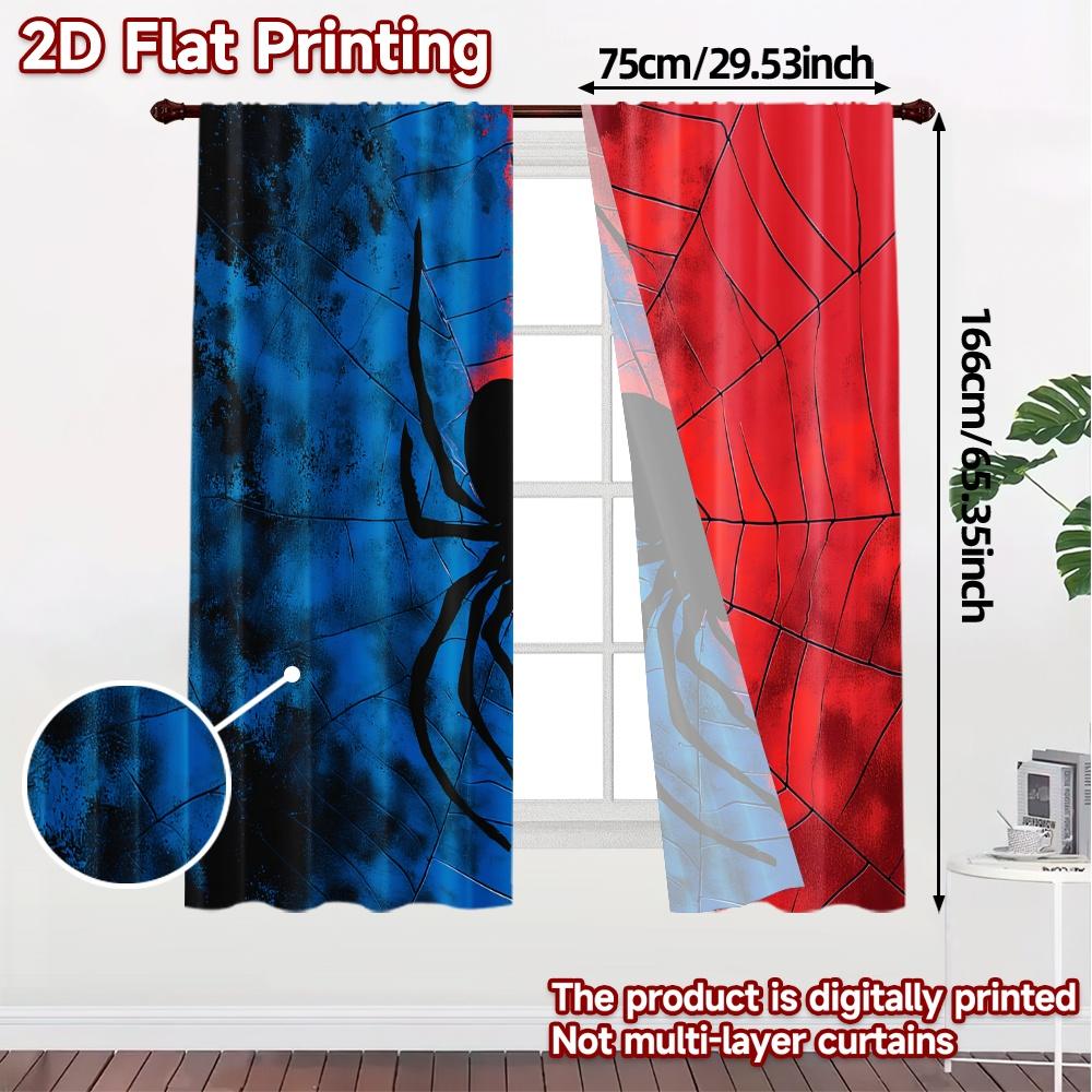 2D Flat Printing,JIT 2pcs, Curtains (Without Rod) DualWeb Arachne Chic Minimalist Curtains Versatile 100% Polyester Curtains