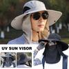 Summer Fishing Cap Breathable Anti-UV Face Cover Neck Protection Beach Cap Adjustable Detachable Sunscreen Hiking Visor Hat Black One Size