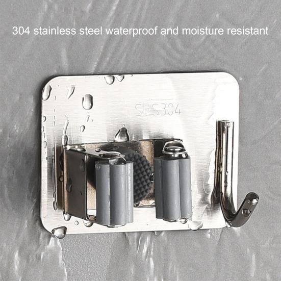 Storing No Drilling Installation Modern with Side Hook Kitchen Mop Broom Storage Clip Floor Organizer Mop Rack