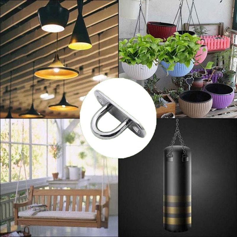 4Pcs Stainless Steels Pad Eye Plate Marine Hardware Hook Heavy Duty Ceiling Hook Half Opening Staple Hook Enduring