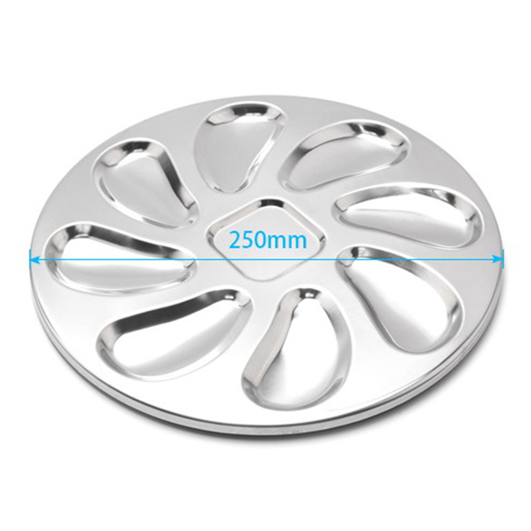 ABWR-4PCS Oyster Plate Stainless Steel Oyster Plates Shell Shaped Durable Oyster Container With 8 Slots For Oyster Sauce