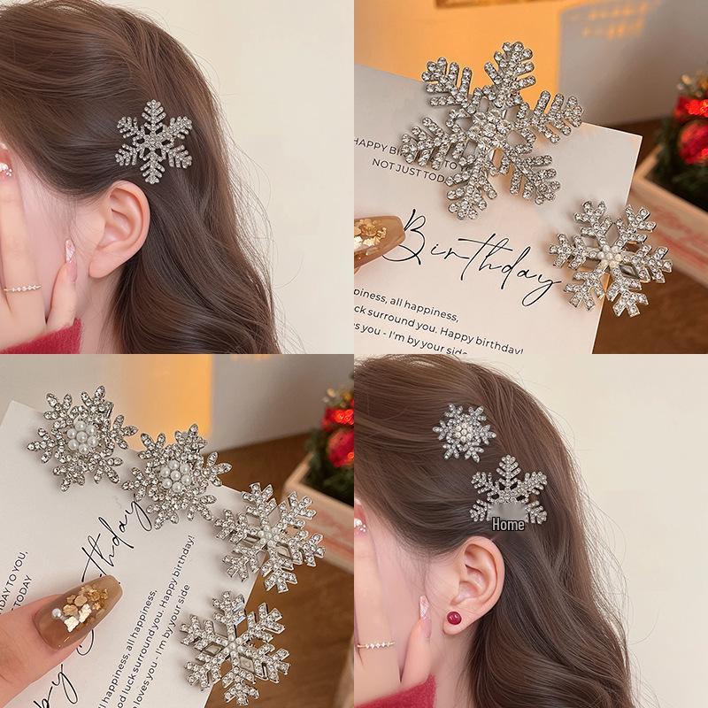 High-End Schneeflocken-Perlen-Haarspange für Frauen - Entenschnabel-Pony-Accessoire