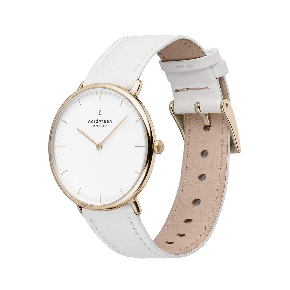 

Nordgreen Native Scandinavian Design Gold Analog 36mm Watch Белый кожаный ремешок