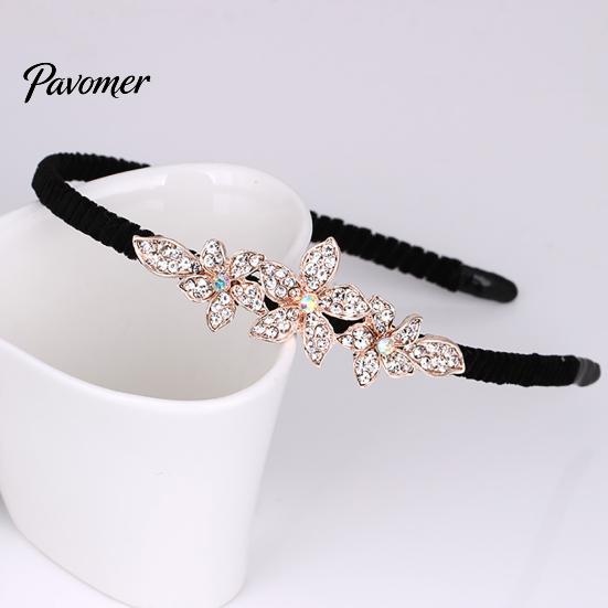 Woman Headband Elegant Style Non Slip Headwear Hair Girl Hairband Hoop Band Flower Rhinestone Headdress Accessories