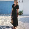 Women's Fashionable Casual V-Neck Backless Polka Dot Long Dress