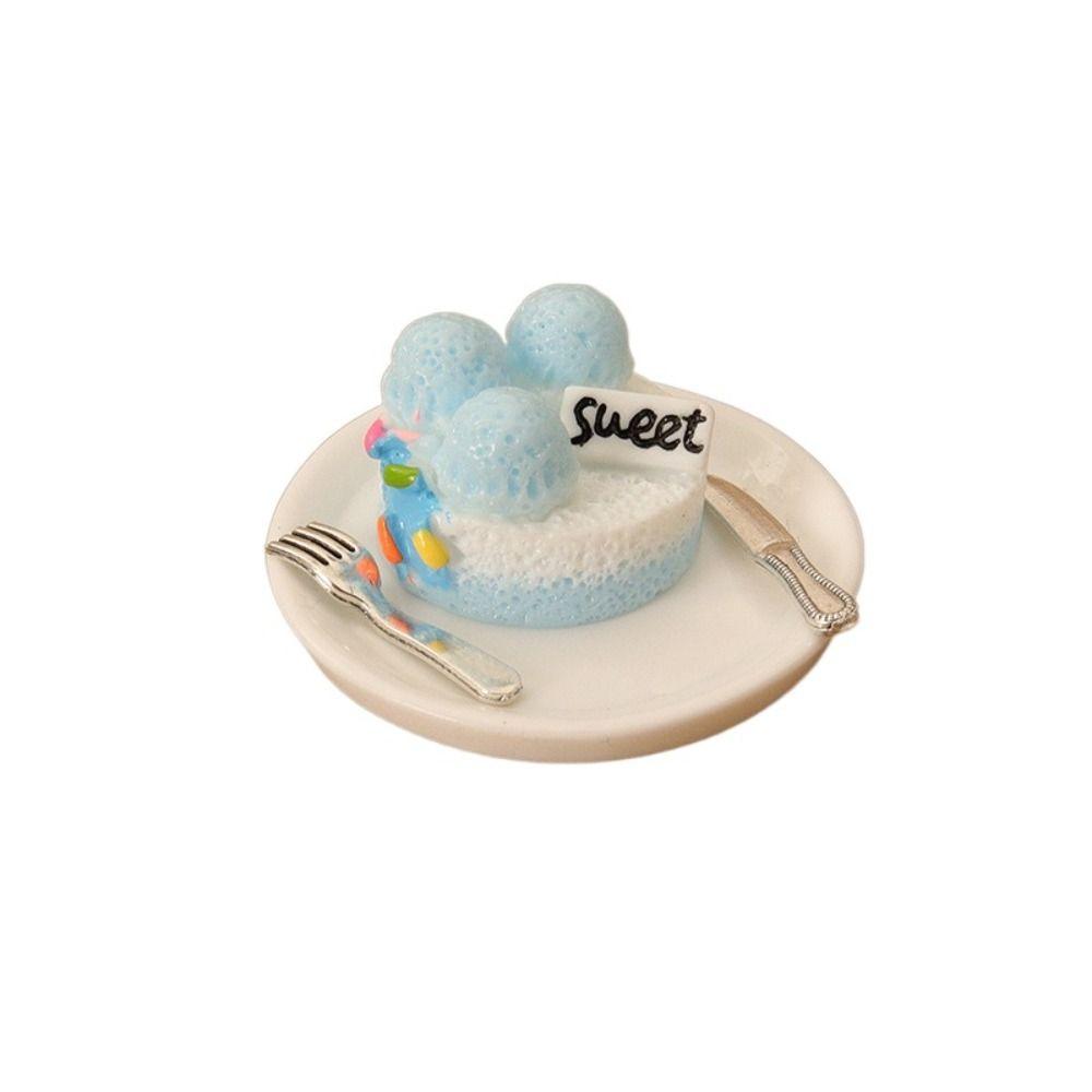 

Cute Kawaii Desserts Included Plates and Cutlery Dollhouse Accessories Mini Decoration I Girls синій
