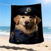 1pc Police Dog Print Outdoor Soft Polyester Flannel Throw Blanket Versatile for All Seasons , Soft , Cozy , Warm All Season Quilted Throw ,