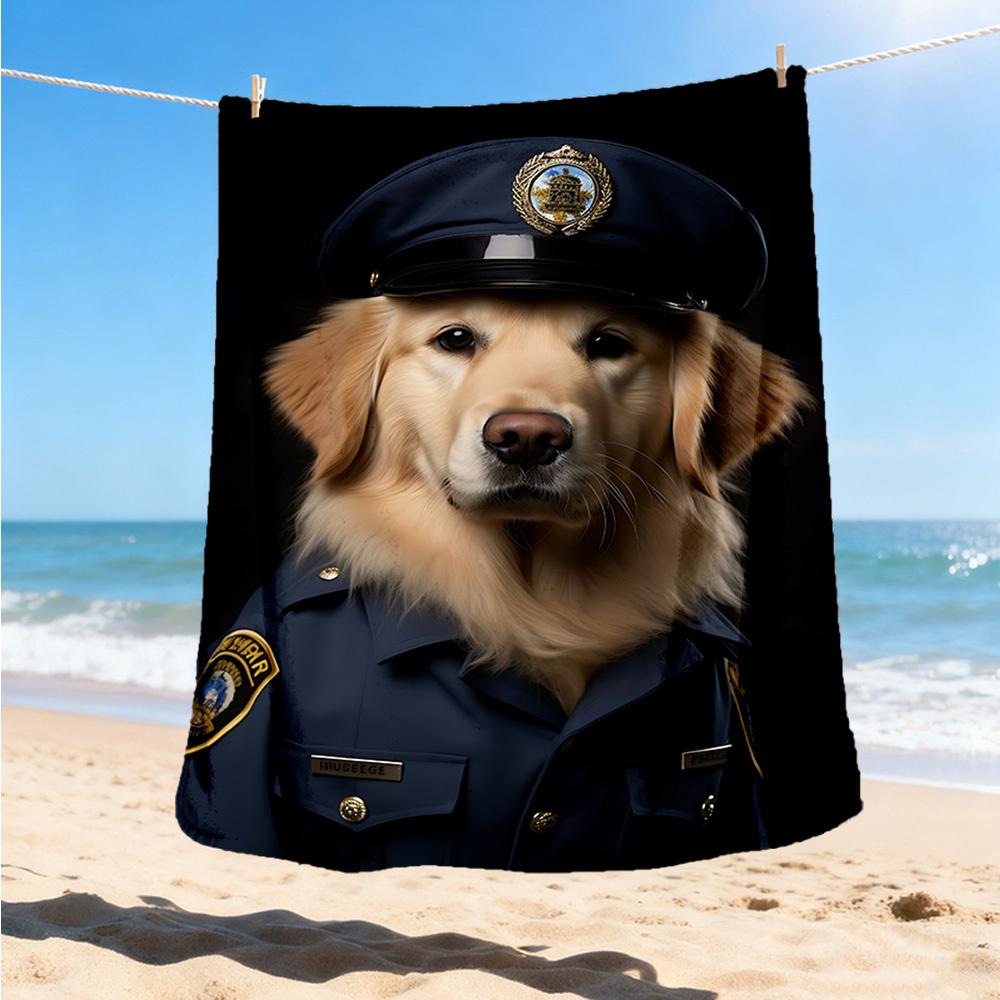 1pc Police Dog Print Outdoor Soft Polyester Flannel Throw Blanket Versatile for All Seasons , Soft , Cozy , Warm All Season Quilted Throw ,