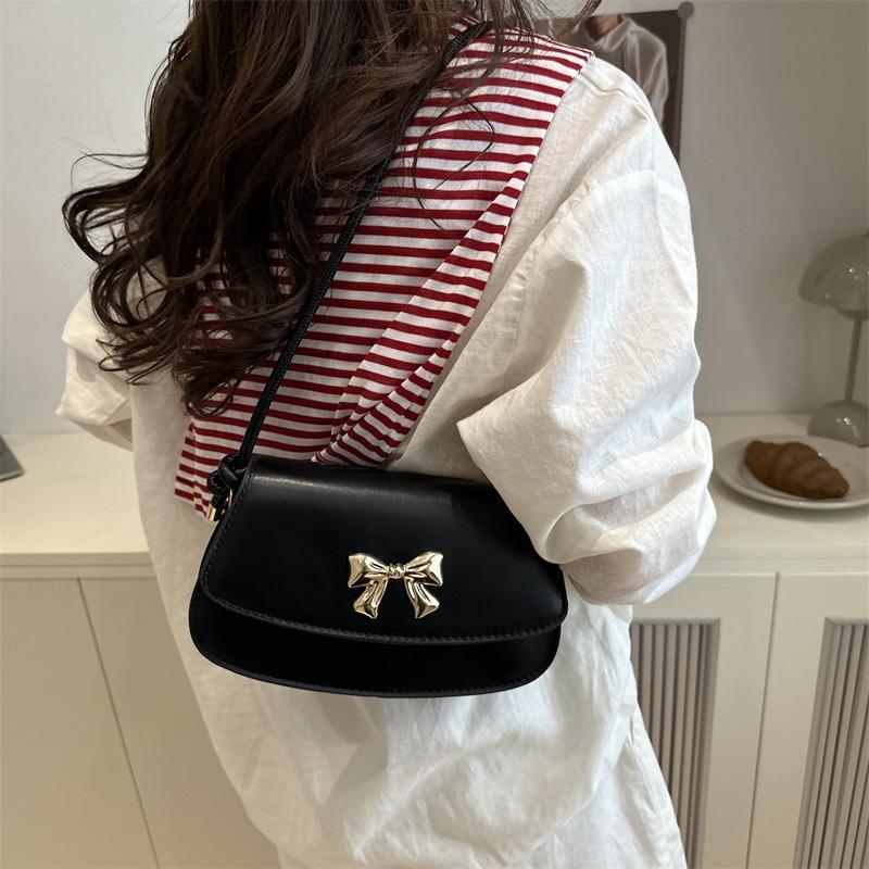 Beautiful Trend Casual Versatile New Simple Bow Small Square Bag Shoulder Messenger Bag Commuter Bag
