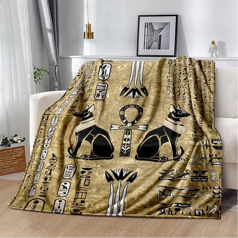 Egypt Blanket Cross Flannel Throw Blanket Soft Cover Lightweight Warm Blankets for Bed Sofa Couch King Queen Size for Teens Man