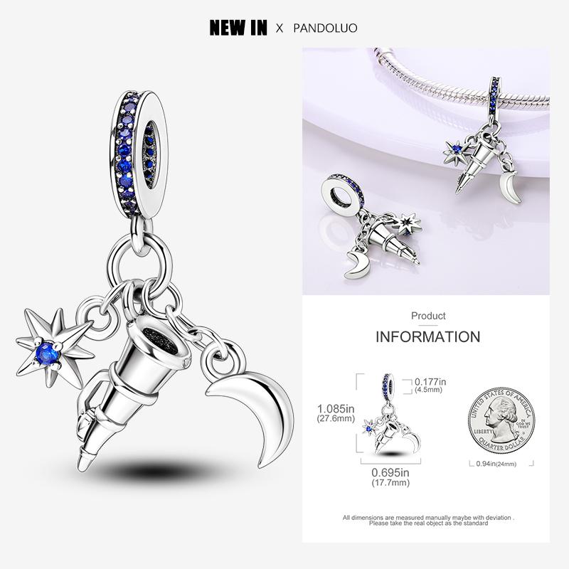 New In Star Moon Sun Series Charm Beads Fit Pandach Original Bracelet Women Copper Pendant Bead Jewelry Gift