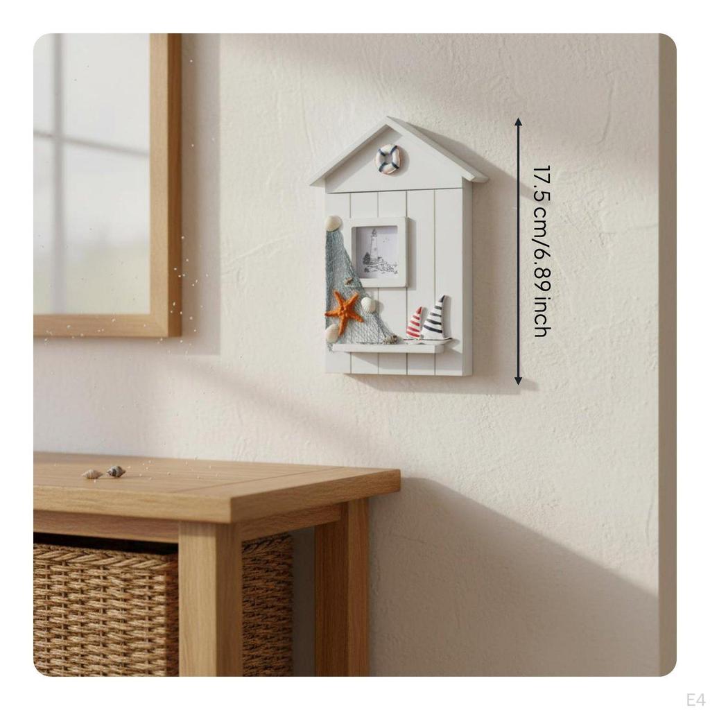House Shaped Key Storage Box Rustic Finish Wall Mounted Space Saving for Entryway,